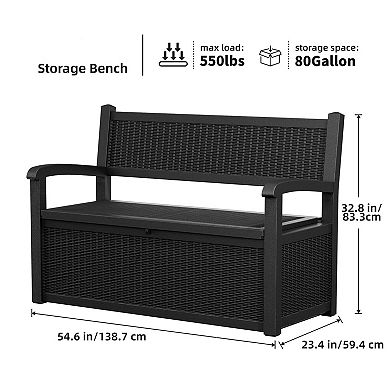 EFU 80 Gallon Weatherproof Storage Bench, Lockable Resin with Reinforced Metal Rods