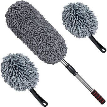 Scratch-Free Large Car Duster Set 3-Pack, Microfiber Extendable for Interior & Exterior Dust Removal