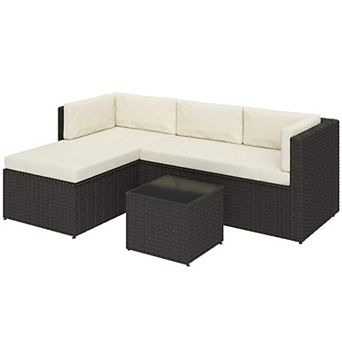 Outsunny 3 pc Patio Furniture Set, Wicker Outdoor Furniture