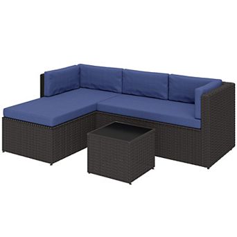 Outsunny 3 pc Patio Furniture Set, Wicker Outdoor Furniture