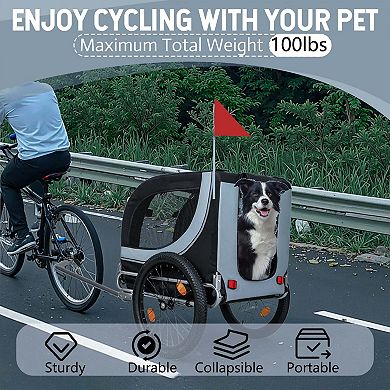 100LB Capacity All-Terrain Dog Bike Trailer