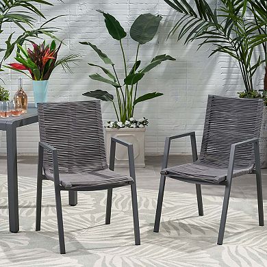 Outdoor Modern Aluminum Dining Chair Set of 2