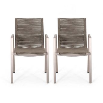Outdoor Modern Aluminum Dining Chair Set of 2