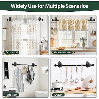 Curtain Rods No Drilling for Windows 32 to 86 Inches, 5/8 Inch Adjustable Renter Friendly Curain