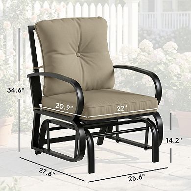 Outsunny Outdoor Glider Chair, Patio Glider w/ Cushions, Steel Frame
