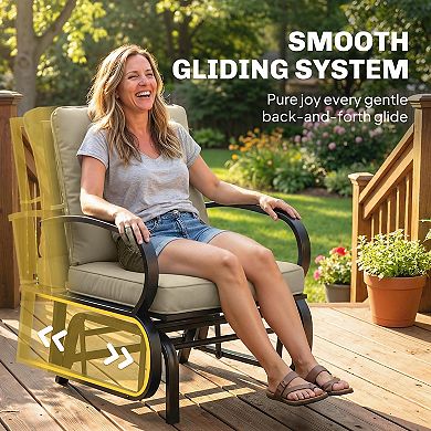 Outsunny Outdoor Glider Chair, Patio Glider w/ Cushions, Steel Frame