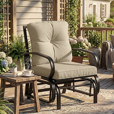 Outsunny Outdoor Glider Chair, Patio Glider w/ Cushions, Steel Frame