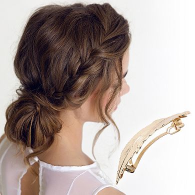 Fashion Double Leaf Hair Clips for Home Gold Tone 1 Pc