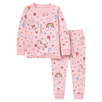 Kids Girls Long Sleeve Pajamas Set Snug Fit Soft & Comfortable Sleepwear Sets