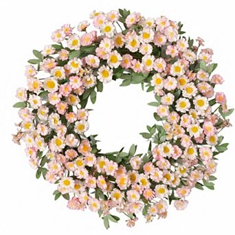 Spring Summer Wreath Floral Eucalyptus 22 Inch Front Door Indoor Outdoor Seasonal Home Decor