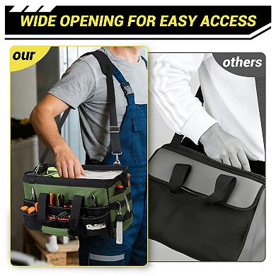 15.5 Inch Tool Roll Up Bag,Oxford Fabric Portable Tool Storage Organizer with Multiple Pockets