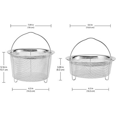 Great Ambitions Stainless Steel Steamer Basket & Strainer, Easy-Lift Handle