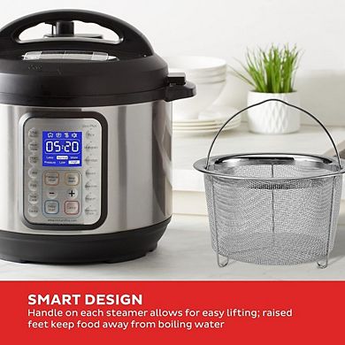 Great Ambitions Stainless Steel Steamer Basket & Strainer, Easy-Lift Handle