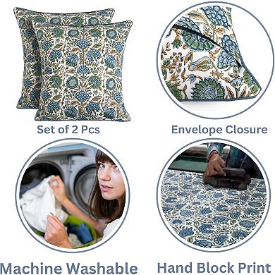 Block Print Pillow Covers Set of 2 Decorative Boho Chic