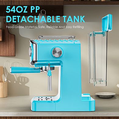 20 Bar Espresso Machine with Steam Wand Pressure Gauge 54 oz Water Tank