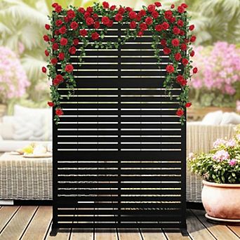 Metal Privacy Screen, Outdoor Privacy Screens, Freestanding Outdoor Divider with Stand,78" h×48" w
