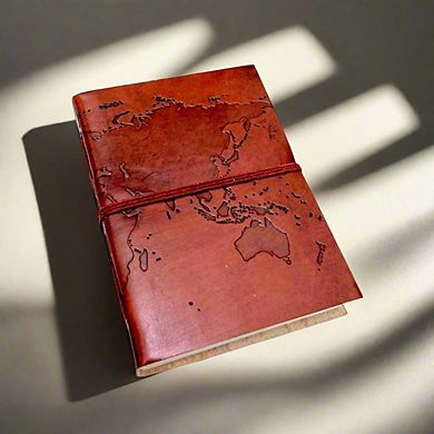 Vintage World Map Handmade Leather Journal