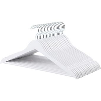White Wooden Clothes Hangers 20-Pack, Durable Classic Suit Hangers