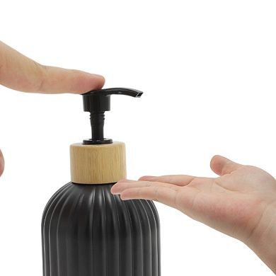 Round Bottom Vertical Stripes Soap Dispenser 13.53oz 1 Pc