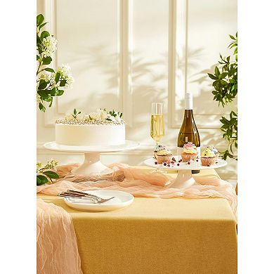 Round Porcelain Cake Stand 12 Inch, White Versatile Serving Tray for Special Occasions