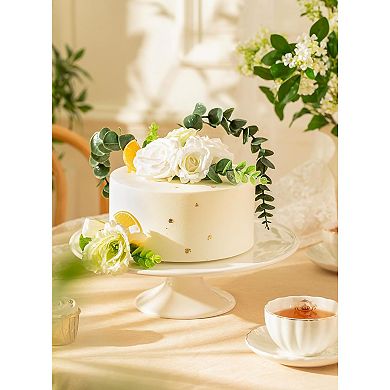 Round Porcelain Cake Stand 12 Inch, White Versatile Serving Tray for Special Occasions