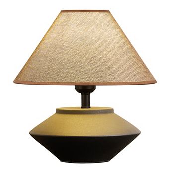 POWLIG Modern Ceramic Table Lamp with Black Matte Finish & Linen Shade, Unique Home Decor Lighting