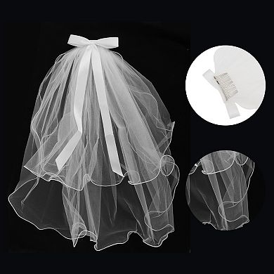 Double Layer Comb Wedding Veil 21.65" 1 Pc