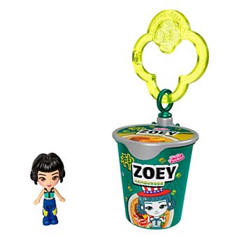 Mattel Polly Pocket KPop Demon Hunters Zoey Miniature Doll & Ramen Cup Keychain
