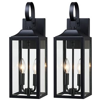 18" 2-Light Outdoor Wall Light with Clear Glass (set of 2)