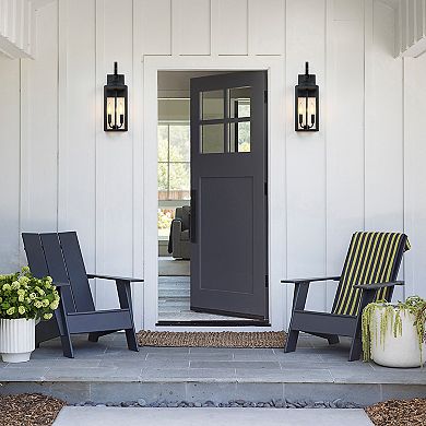 18" 2-Light Outdoor Wall Light with Clear Glass (set of 2)