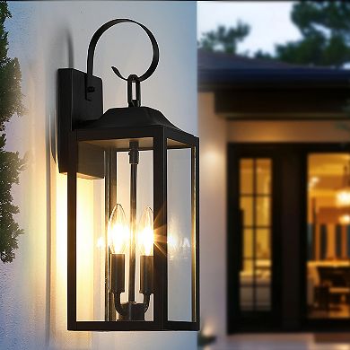 18" 2-Light Outdoor Wall Light with Clear Glass (set of 2)