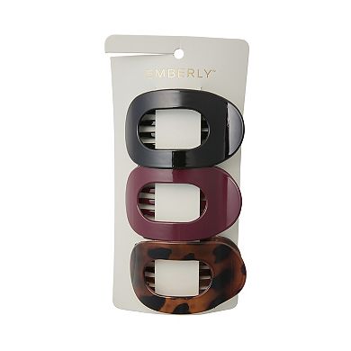 Emberly 3-Pack Oval Flat Claw Clips