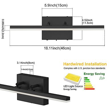 POWLIG 18-Inch Modern LED Wall Sconce - Dimmable 5-Color Adjustable for Hallway, Bedroom Living Room