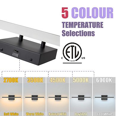 POWLIG 18-Inch Modern LED Wall Sconce - Dimmable 5-Color Adjustable for Hallway, Bedroom Living Room
