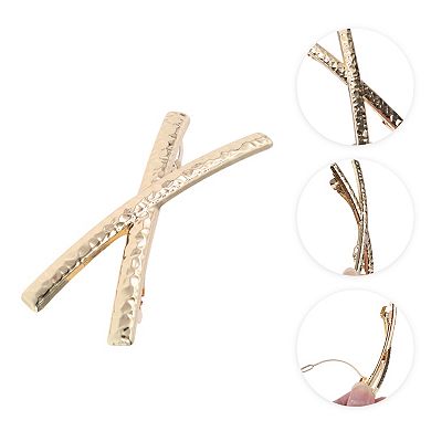 Fashion Cross Hair Clips for Home Gold Tone 1 Pc