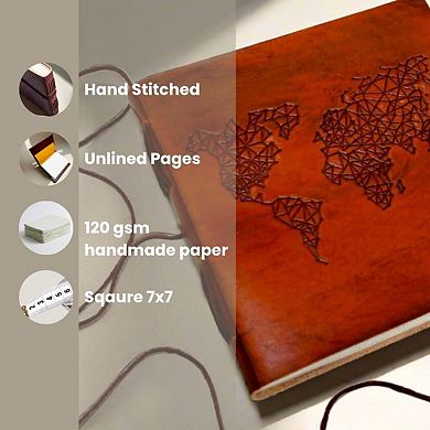World Map Artist Handmade Leather Journal