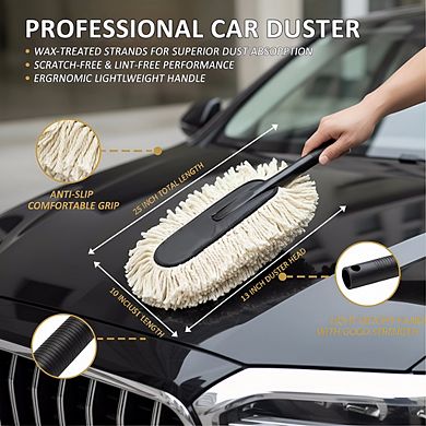 Wax-Treated Car Duster for Instant Dust Removal, No Scratches Safe & Easy