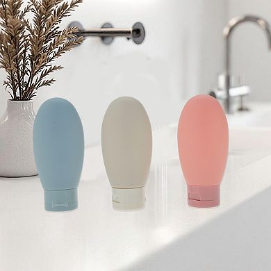 Travel Container Set Pink Beige Blue 3 Pcs