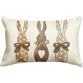 Easter Bunny Throw Pillow Cover Polka Dot Love Heart Decorative Cushion