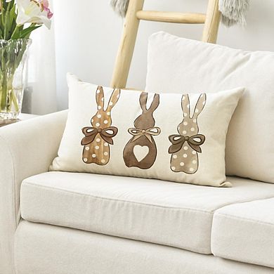 Easter Bunny Throw Pillow Cover Polka Dot Love Heart Decorative Cushion