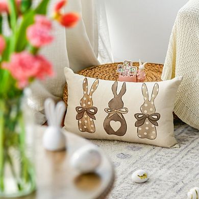 Easter Bunny Throw Pillow Cover Polka Dot Love Heart Decorative Cushion