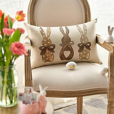 Easter Bunny Throw Pillow Cover Polka Dot Love Heart Decorative Cushion