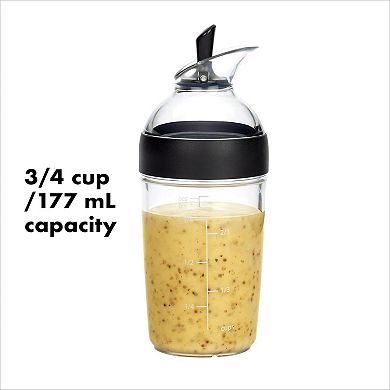 Small Capacity Black Dressing Shaker, Easy-Pour Bottle for Salads
