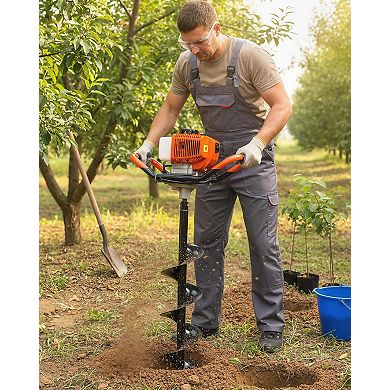 Gas Powered Post Hole Digger,43cc 2-Stroke Auger,8" Drill Bit, Manual Garden Tool Set