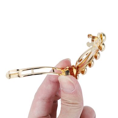 Round Clovers Hair Clips for Home Gold Tone 1 Pc
