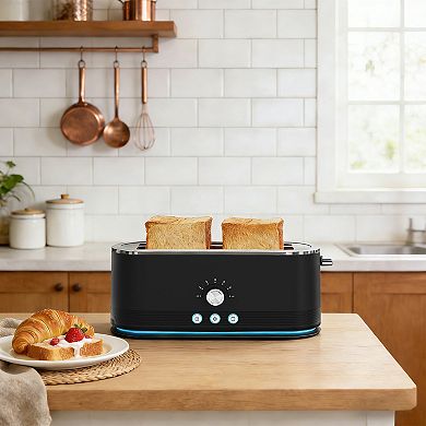 4 Slice Toaster 7 Browning Settings Stainless Steel Black Anti Fingerprint