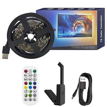 16.4 ft RGB LED Sync Light Strip, Change with light and Music, Remote and APP Control for 65-85" TV
