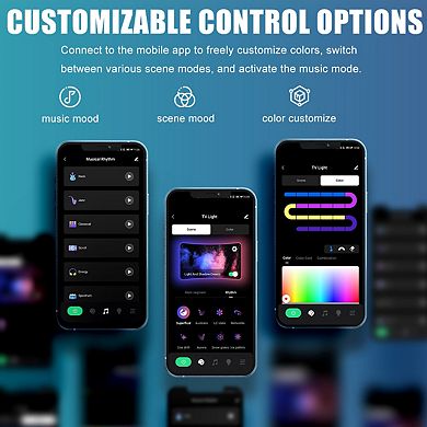16.4 ft RGB LED Sync Light Strip, Change with light and Music, Remote and APP Control for 65-85" TV
