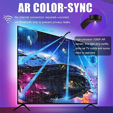 16.4 ft RGB LED Sync Light Strip, Change with light and Music, Remote and APP Control for 65-85" TV