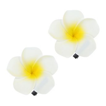 Plumeria Hair Clip 2 pc Medium Yellow White
